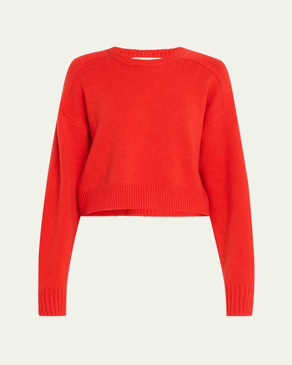 Bruzzi Wool-Cashmere Raglan-Sleeve Crop Sweat